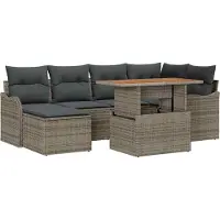 Syfax Ensemble de canapé de jardin 7 pcs Gris Poly rotin