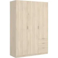 Dmora Astru - Armoire 3 Portes, 121x52 cm Chêne Marron, 3 Étagères