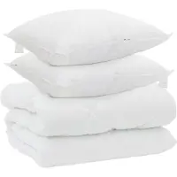vidaXL Couette d'hiver avec oreiller 3 pcs blanc microfibre