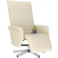 Syfax Fauteuil inclinable de massage et repose-pieds crème similicuir