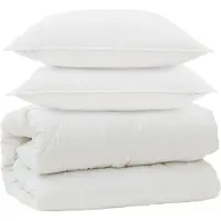 vidaXL Couverture avec coussins, 3 pièces, blanc, microfibre