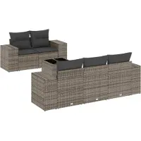 vidaXL Ensemble de salon de jardin 6 pièces avec coussins Gris Poly rotin