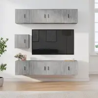 vidaXL Best Möbel Ensemble d'armoires TV 7 pièces gris béton Matériau dérivé du bois - Armoires TV Cloris Neu8885640 5parcel