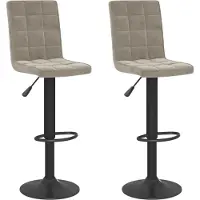 Syfax Tabourets de bar lot de 2 gris clair velours