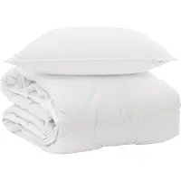 vidaXL Couverture de lit toute saison avec 2 coussins, blanche, en microfibre