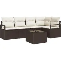 Syfax Ensemble de Canapés avec coussin 6 pcs Marron polyrotin