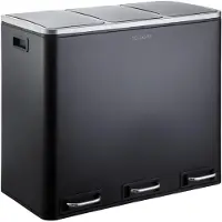 Karat Poubelle à pédale Felix – Poubelle en acier inoxydable avec système de tri des déchets à 2 ou 3 compartiments, fermeture silencieuse, 30 à 60 litres, disponible en plusieurs couleurs