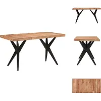 vidaXL Table de salle à manger Noir 140x70x76 cm Bois massif Acacia - Tables de salle à manger