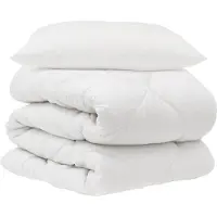 vidaXL : Couverture de lit avec 2 oreillers, blanc, microfibre