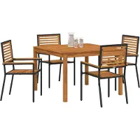 Syfax Ensemble de salle à manger pour jardin 5 pcs Noir