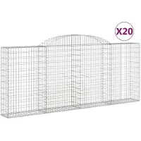 vidaXL Gabions avec arc surélevé 20 pcs 300x30x120/140cm Fer galvanisé