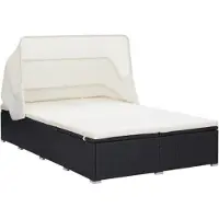 Syfax Transat à 2 places avec coussin Résine tressée Noir