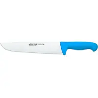 Arcos Couteau de boucher couleur - Prof 291823 acier inoxydable nitrum et mangue ergonomique polypropylène bleu et 25 cm de lame, vitrine