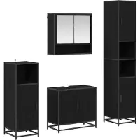 Syfax Ensemble de mobilier de salle de bain 4 pcs Chêne noir
