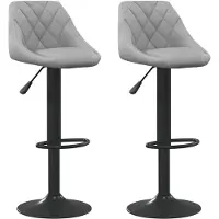 Syfax Tabourets de bar lot de 2 gris clair velours