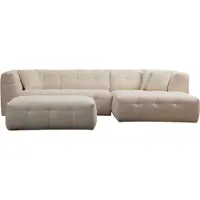 AEA Stilvolles Wohnzimmer L-Form Sofa Polster Hocker Moderne Garnitur 2tlg