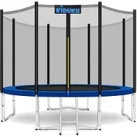 Kiduku Trampoline Ø 366 cm | Rheinland | Set complet avec filet de sécurité, échelle, couverture de bord, ancrage au sol & accessoires | Trampoline de jardin d'extérieur pour enfants