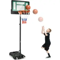 Costway Pied de basket-ball réglable en hauteur 90/158-210 cm, panier de basket-ball résistant aux intempéries avec support & 2 roues, installation de panier pour enfants, adolescents