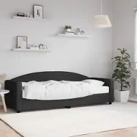 Prolenta Maison Exclusive - Lit de jour avec matelas noir 80 x 200 cm en tissu