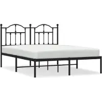 vidaXL Cadre de lit avec tête de lit en métal noir 135x190 cm