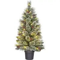 Black Box Trees Vandans Sapin de Noël artificiel en pot - H90 x Ø48 cm - Vert givré
