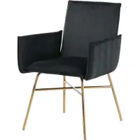 Furnlux Classic FURNLUX Chaise de salle à manger Petra Black Und Gold 57cm / Hauptfarbe : Schwarz / Abmessungen : 57 x 60 x 87 cm