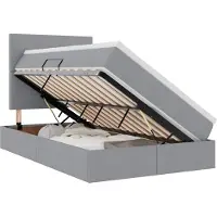 vidaXL Lit coffre à LED avec matelas, gris clair, 120 x 200 cm, tissu