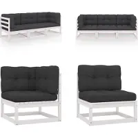 vidaXL Canapé de jardin 3 places avec coussins pin massif - Canapé de jardin - Canapé en bois - Canapés en bois