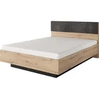 Furnlux Classic FURNLUX Cadre de lit Tally Beige Et Noir 160x200cm / Couleur principale : Beige / Dimensions : 164 x 104 x 210 cm