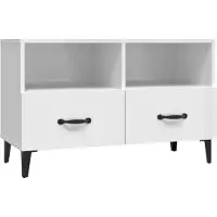 Syfax Meuble TV Blanc brillant 80x36x50 cm Bois d'ingénierie