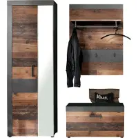 Ebuy24 Irwin Meubles d'entrée et vestiaire B, finition Matera, gris, style vieux bois.