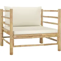 The Living Store Canapé de jardin avec coussins Crème Blanc Bambou