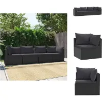 vidaXL Ensemble de canapés de jardin 4 pièces avec coussins Poly rotin noir - éléments de canapés de jardin