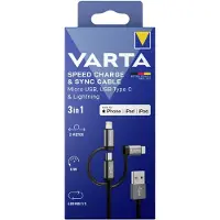 Varta 57937 101 111 Câble Speed Charge & Sync 3in1 USB , 2 m, noir