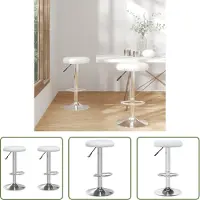 The Living Store Tabouret de bar 2 pcs. Simili cuir blanc