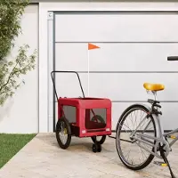 Prolenta Maison Exclusive - Remorque pour vélo, pour chiens, rouge et noire, en tissu Oxford et en fer