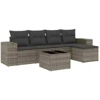 vidaXL Ensemble de salon de jardin 6 pièces avec coussins Gris Poly rotin