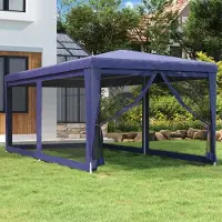 Prolenta Maison Exclusive - Tente de réception avec 6 parois latérales en filet, bleue, 3 x 6 m, HDPE