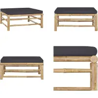 vidaXL Tabouret de jardin avec coussin gris foncé en bambou - Tabouret de pied - Repose-pieds - Repose-pieds