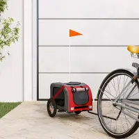 Prolenta Maison Exclusive - Remorque pour vélo, pour chiens, rouge et grise. Fabriquée en Oxford et en fer
