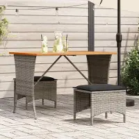 Prolenta Maison Exclusive - Table de jardin avec plateau en bois d'acacia gris 105x75x72cm Poly Rattan