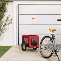 Prolenta Maison Exclusive - Remorque pour vélo, pour chiens, rouge et noire, en tissu Oxford et en fer