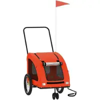 Syfax Remorque de vélo pour animaux de compagnie orange et gris