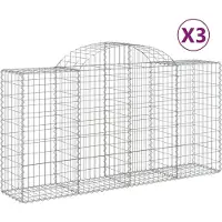 vidaXL Gabions avec arc surélevé 3 pcs. 200x50x100/120cm Fer galvanisé