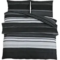vidaXL Ensemble de literie noir et blanc 155x220 cm coton