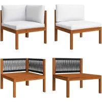 Syfax Salon de jardin 2 pièces avec coussins en bois d'acacia et corde