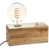 Atmosphera Lampe à Base De Bois 20x20x8,8cm