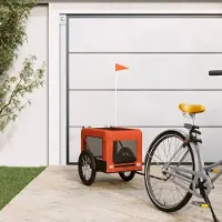 Prolenta Remorque de vélo exclusive - pour chiens, couleurs orange et noir. Fabriquée en tissu Oxford et en fer