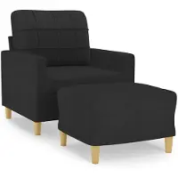 vidaXL Fauteuil avec pouf Noir 60 cm Tissu