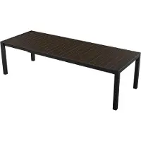 Ebuy24 Joan Table de jardin 205-275 x 100 cm, avec 1 plateau supplémentaire, noir et marron.